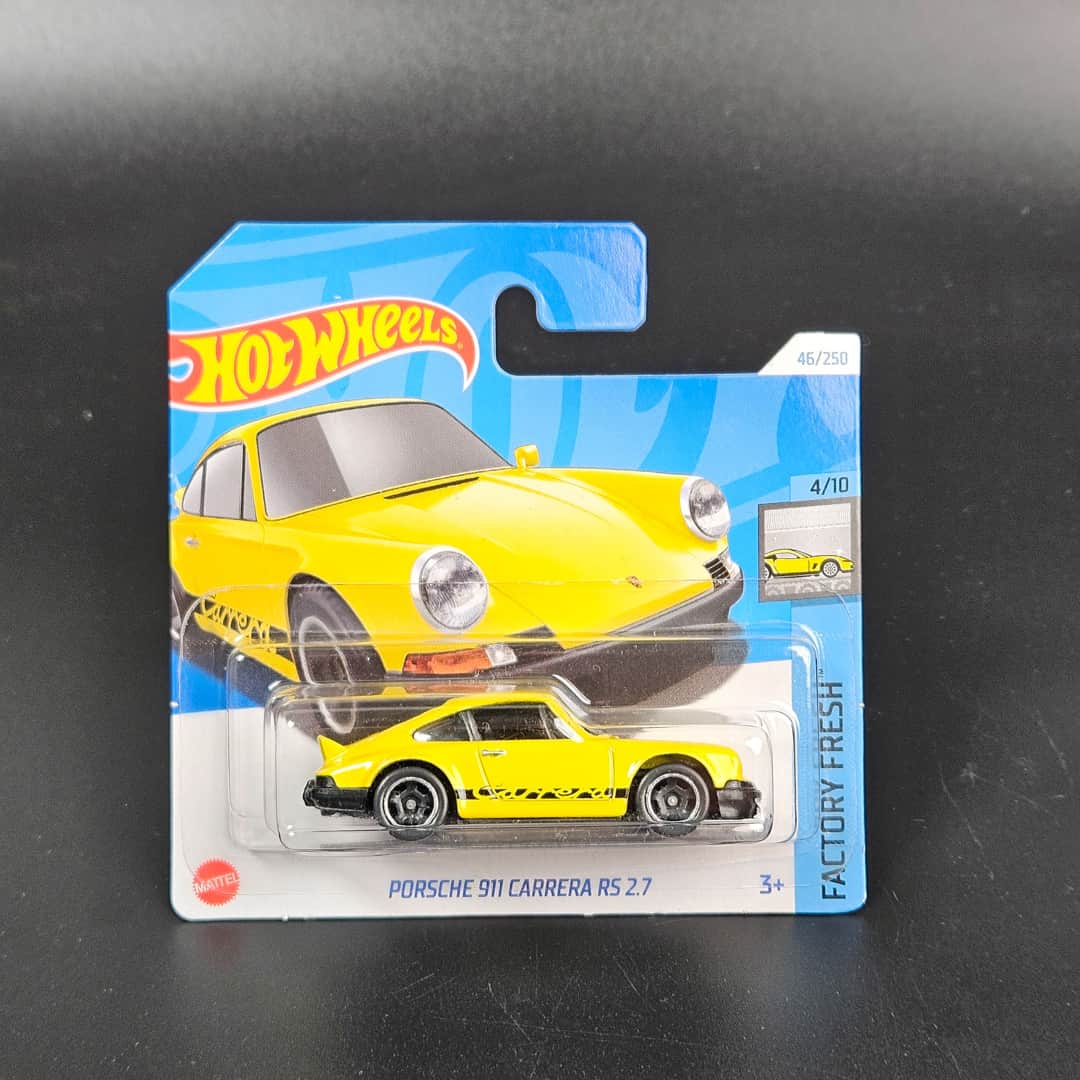 Porsche 911 Carrera RS 2.7 Żółte Hot Wheels - model 1:64