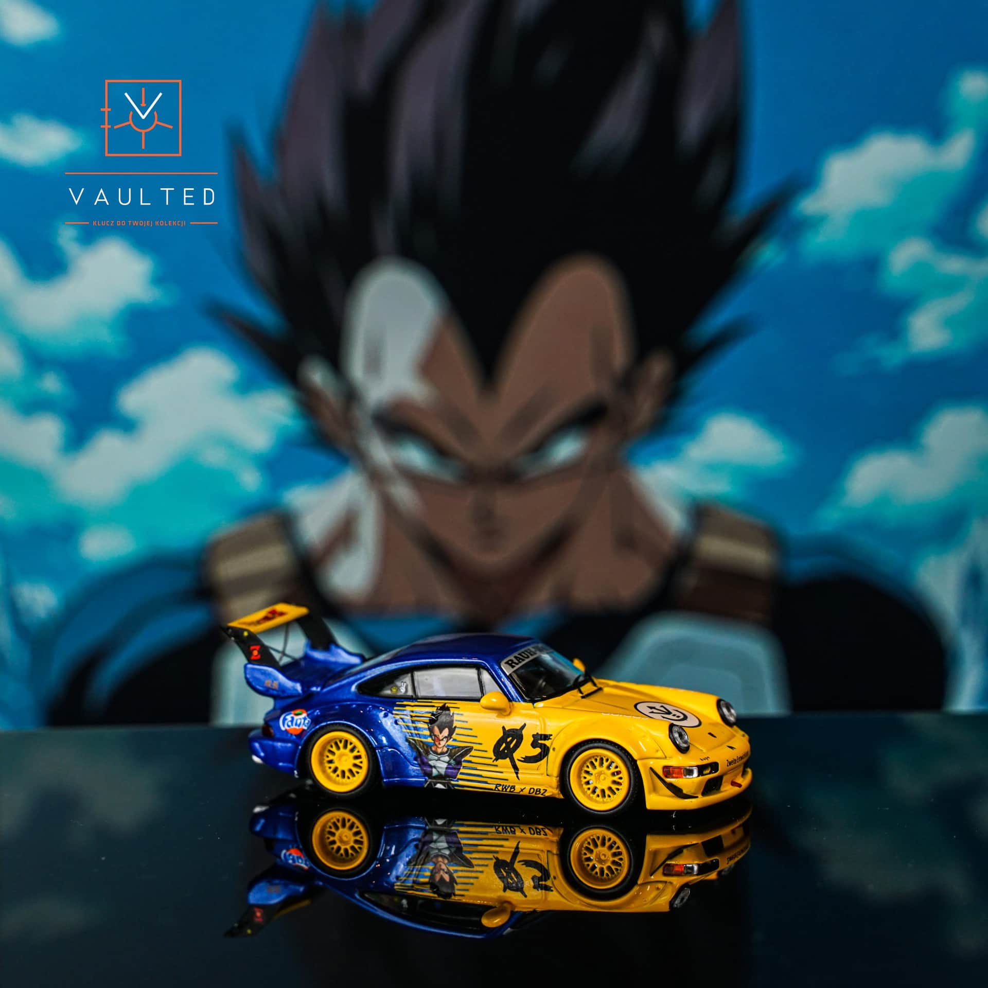 Porsche 993 RWB Dragon Ball Vegeta Mini Station - model 1:64
