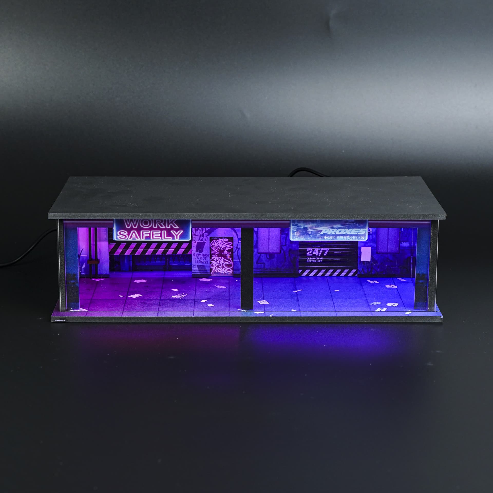 Diorama Cyberpunk 06 | Work Safely | Podświetlana LED | 1:64 - miniatura 3