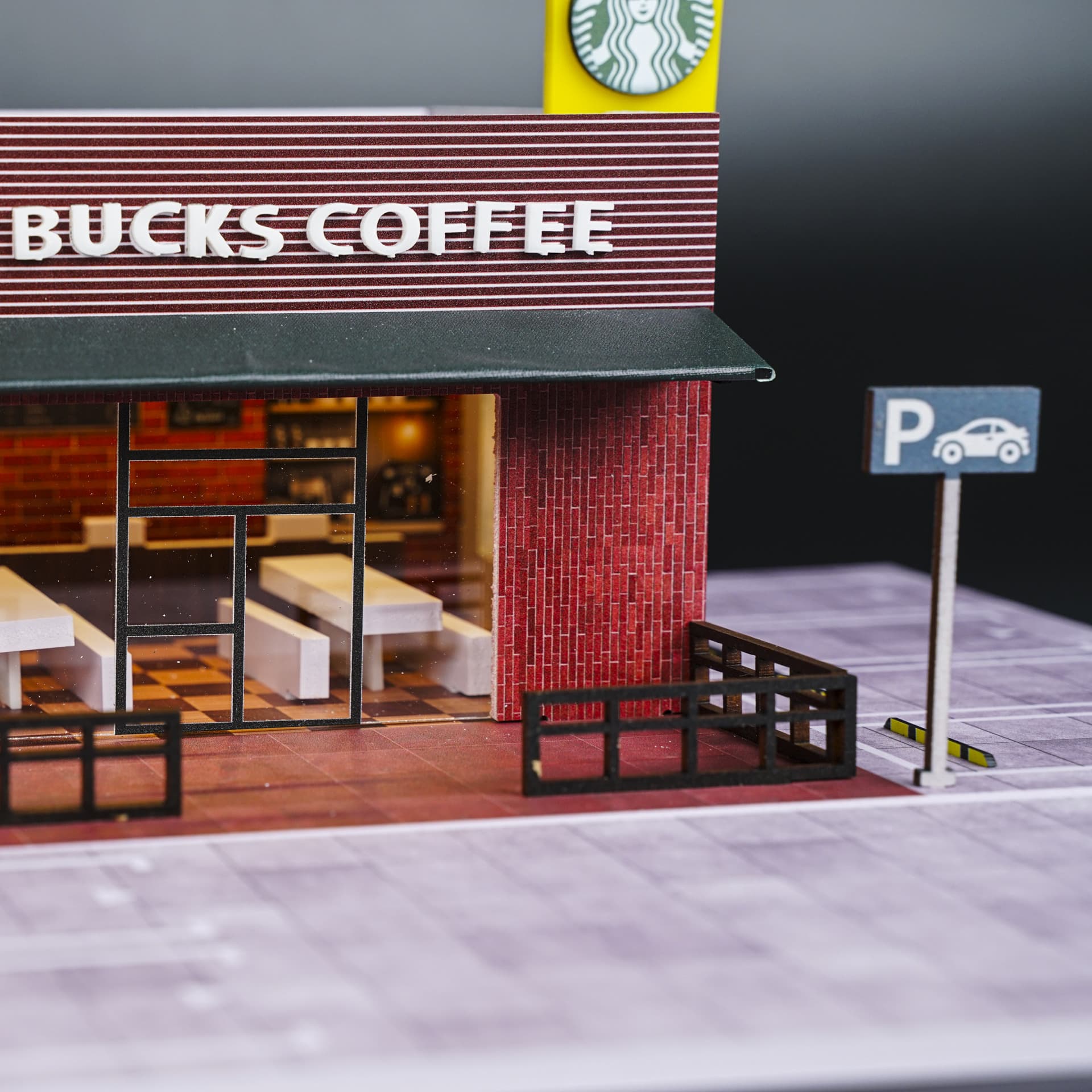 Diorama Starbucks | 6 miejsc | Podświetlana LED | 1:64 - miniatura 3