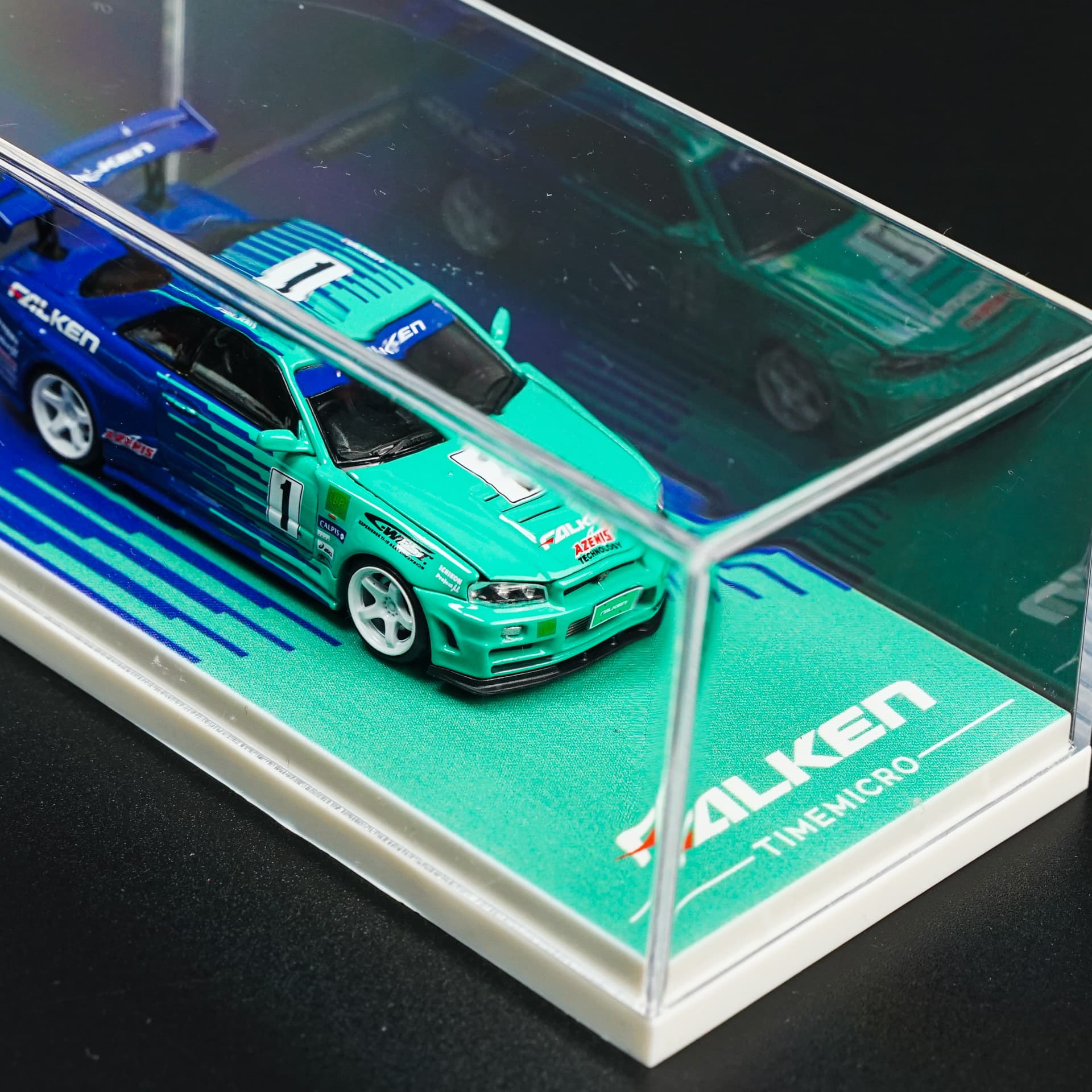 Nissan GTR 34 Falken TimeMicro - model 1:64 - miniatura 4