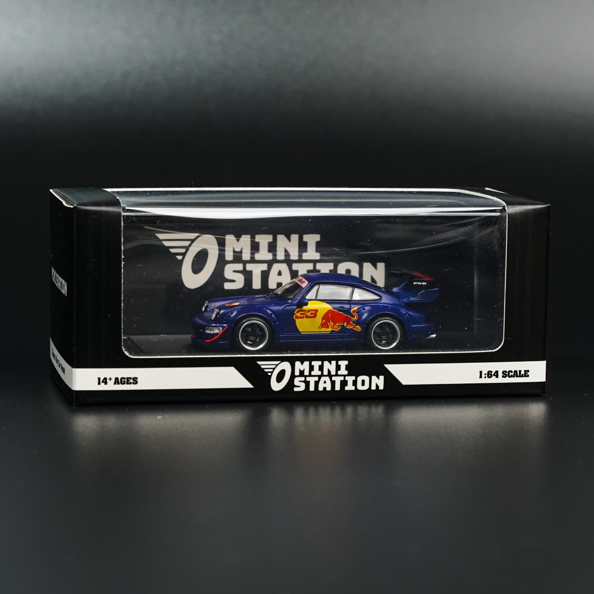 Porsche 993 RWB Red Bull Mini Station - model 1:64 - miniatura 6