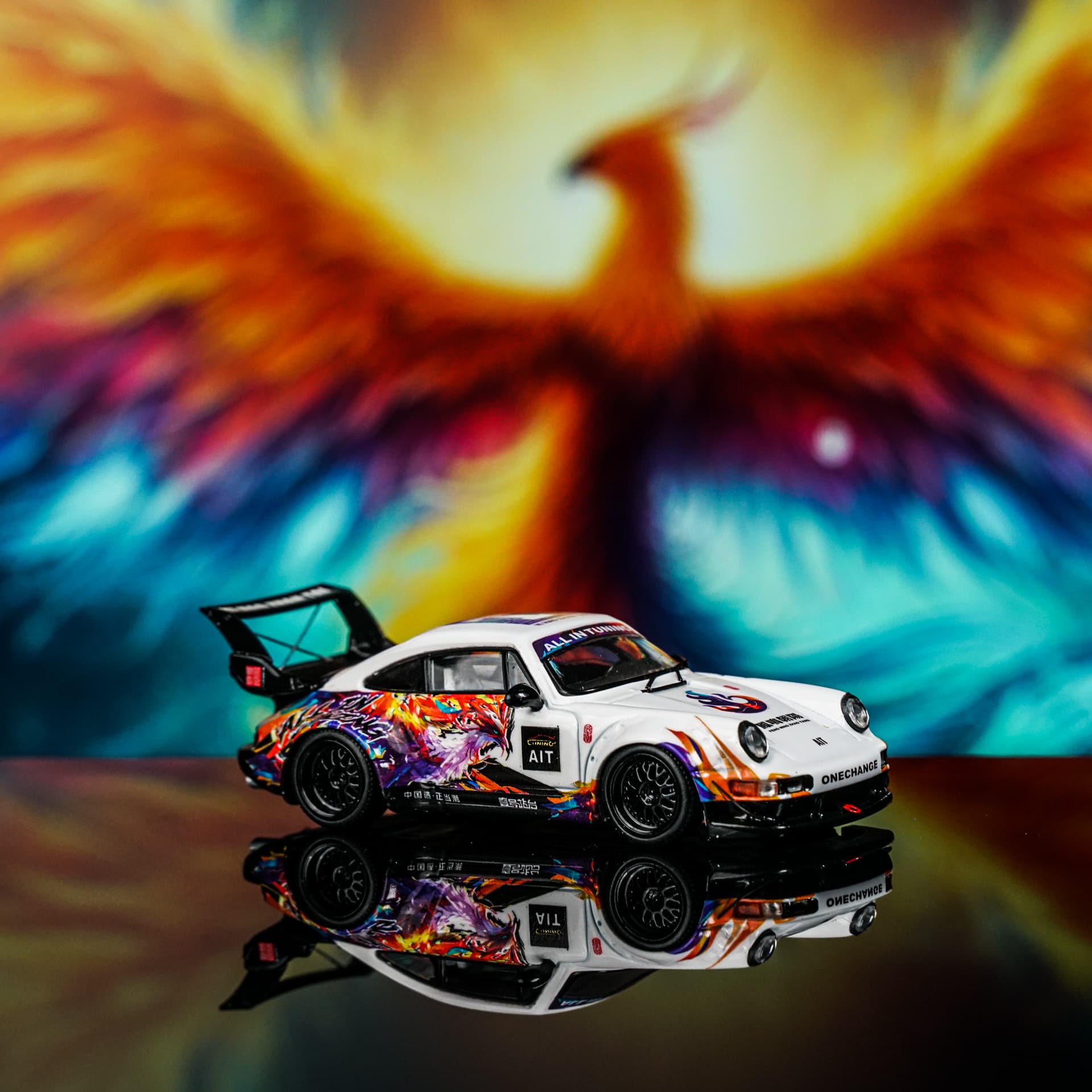 Porsche RWB 964 Phoenix Rising ModernArt - model 1:64 - miniatura 1