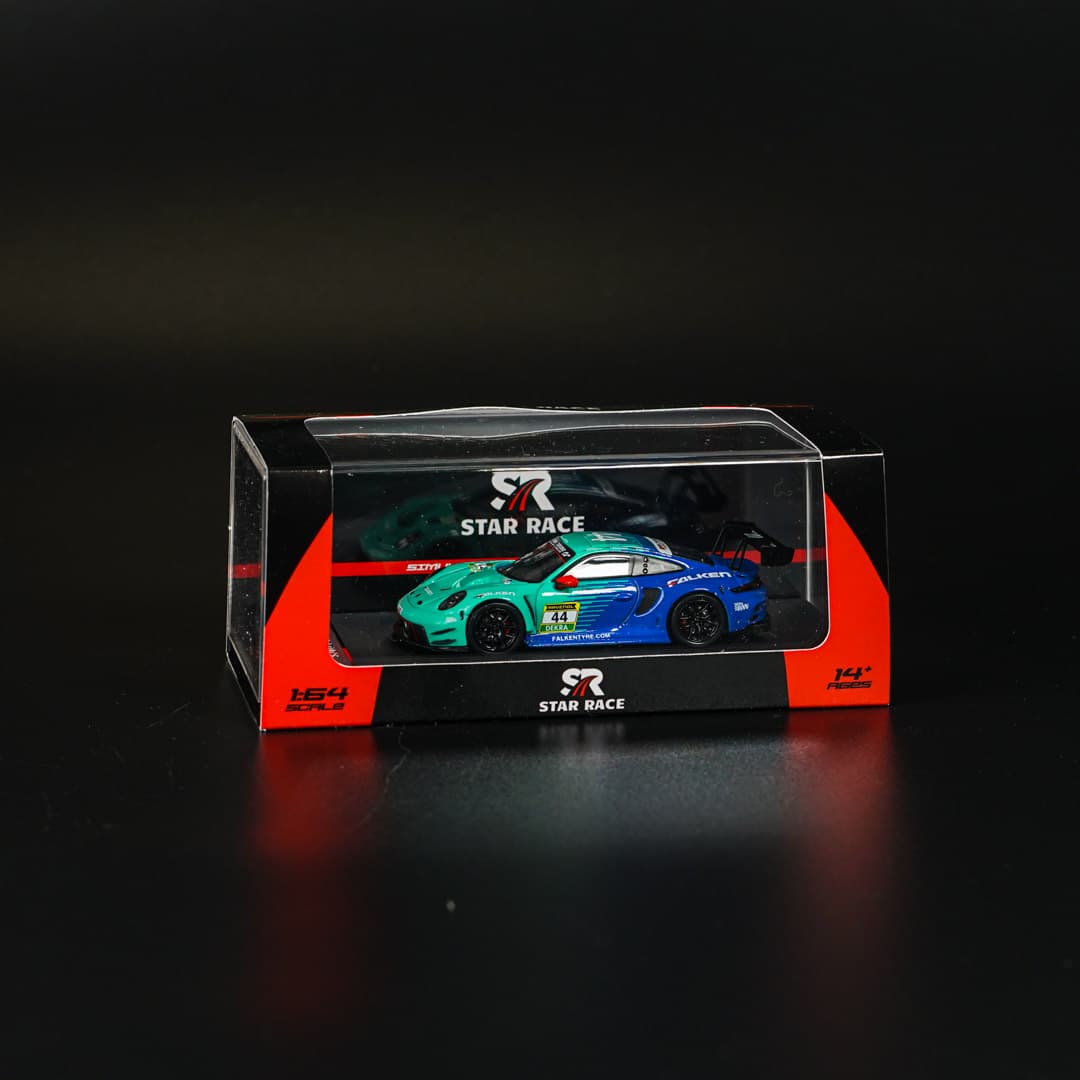 Porsche 911 GT3 R Falken #44 Star Race - model 1:64 - miniatura 6