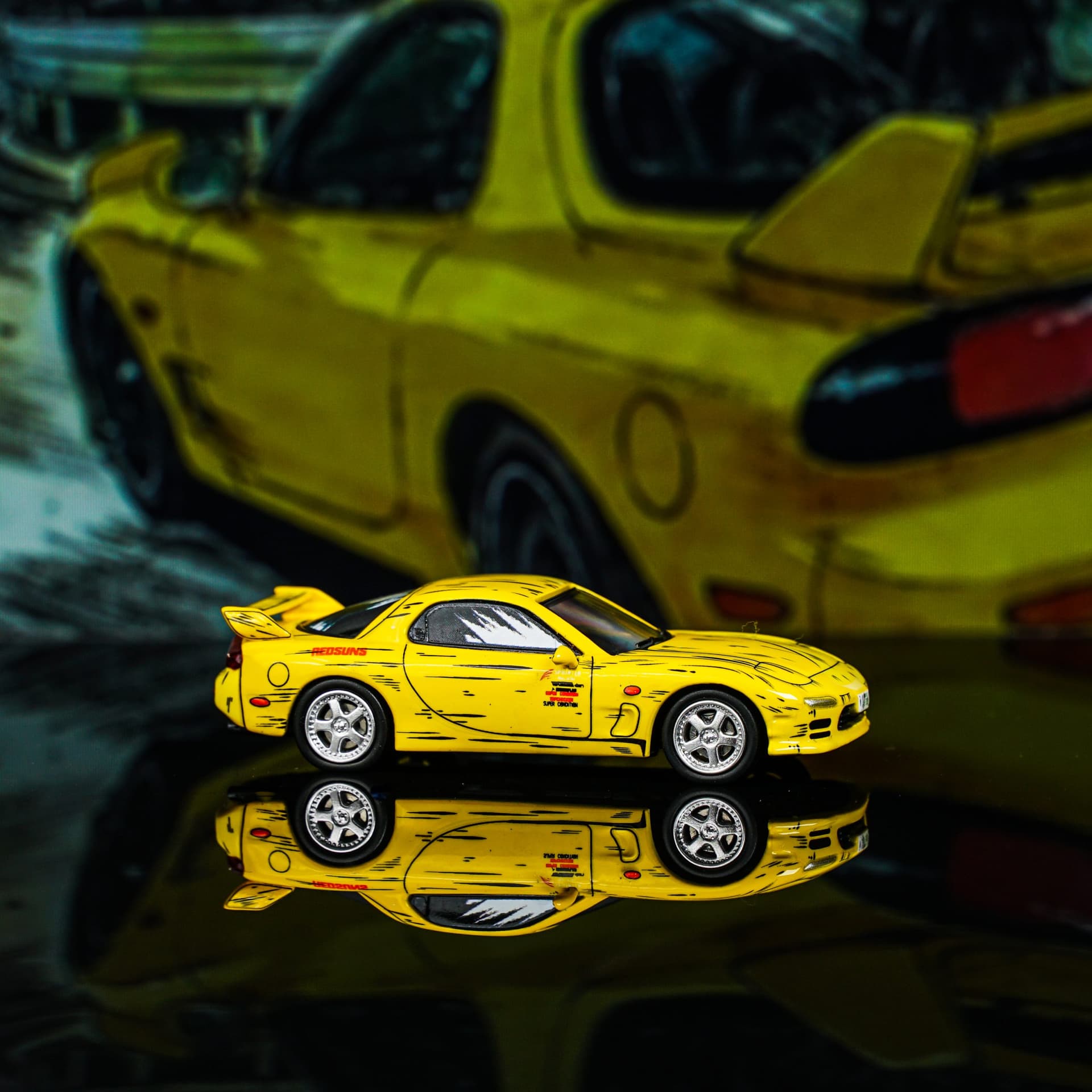 Mazda RX-7 Initial D TimeMicro - model 1:64 - miniatura 1