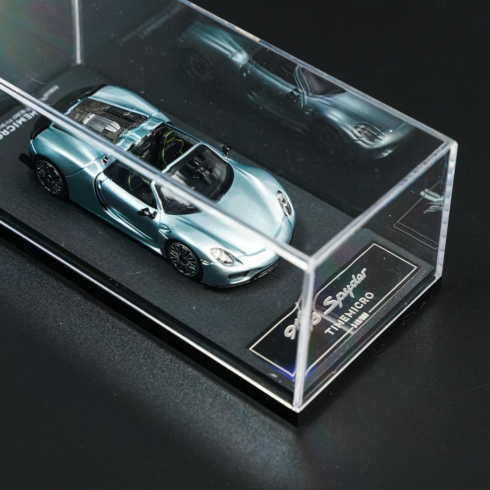 Porsche 918 Roadster Light Blue TimeMicro - model 1:64 - miniatura 3