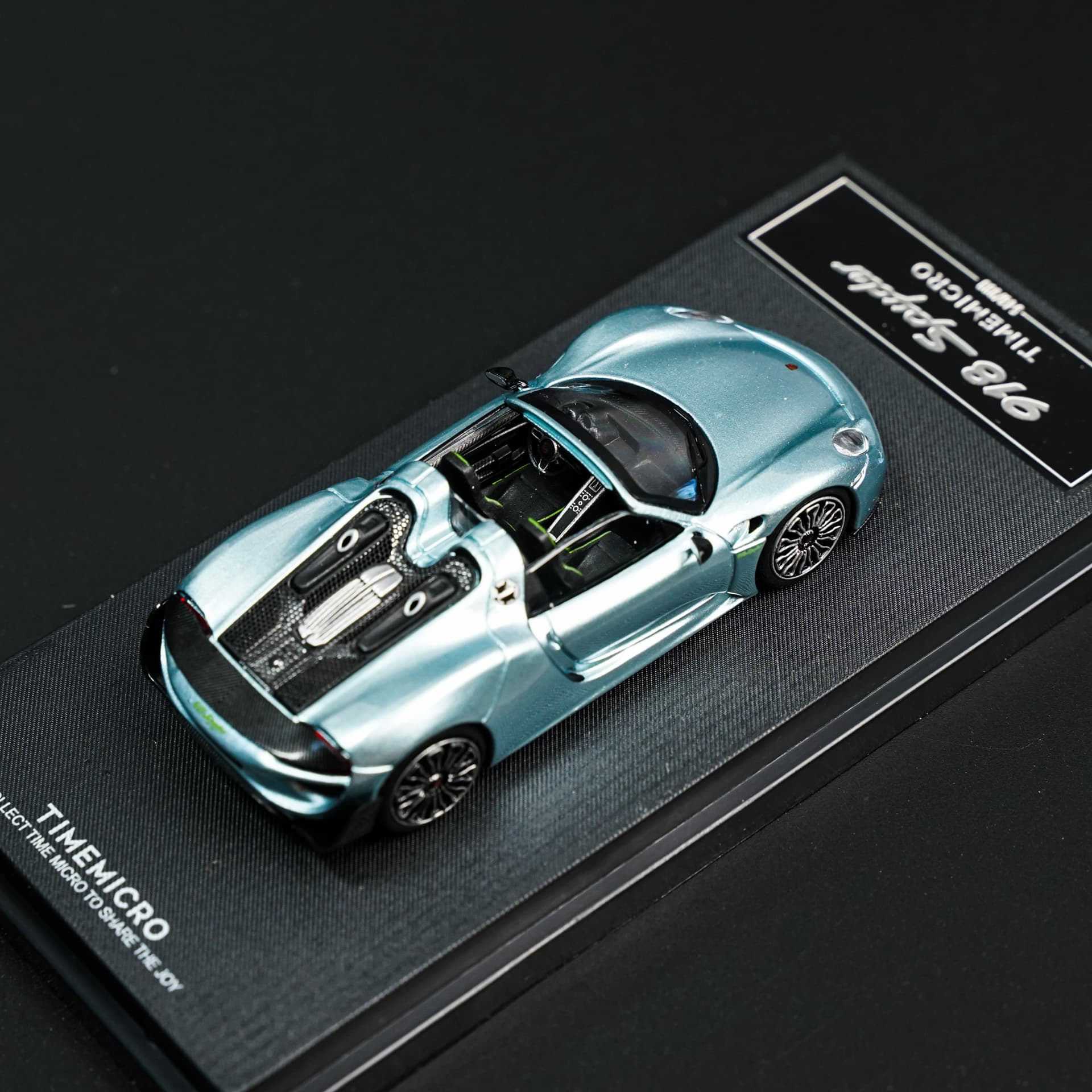 Porsche 918 Roadster Light Blue TimeMicro - model 1:64 - miniatura 4