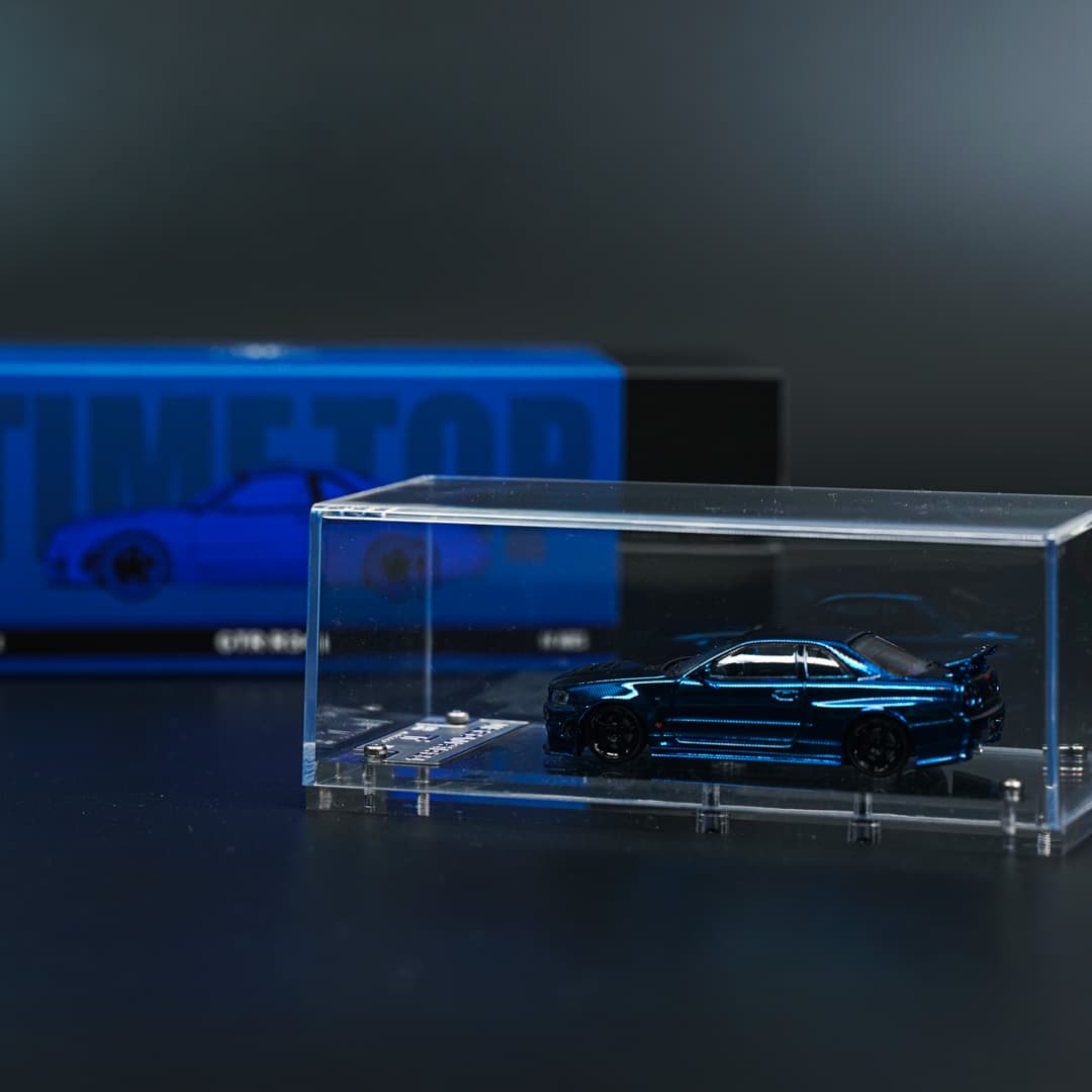 Nissan GTR R34 Blue Carbon TimeTop - model 1:64 - miniatura 3