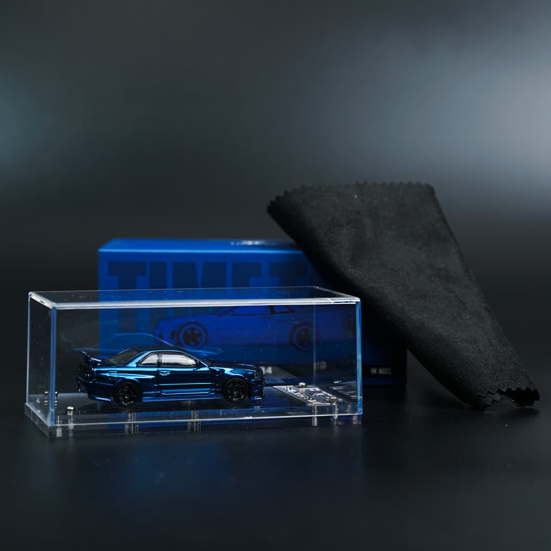 Nissan GTR R34 Blue Carbon TimeTop - model 1:64 - miniatura 6