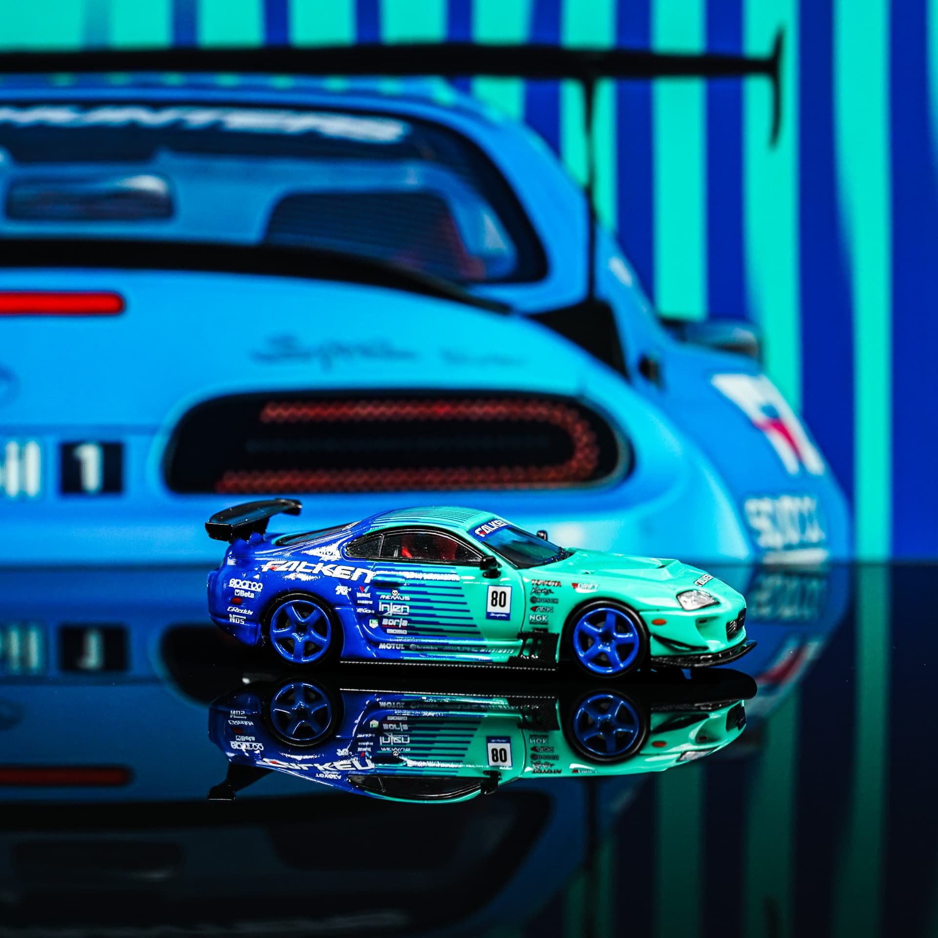 Toyota Supra Mk4 Falken TimeMicro - model 1:64 - miniatura 1